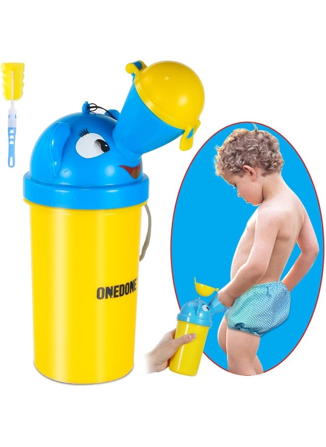 ONEDONE Portable Urinal for Kids 17 OZ Pee Bottle with Clean Brush Travel Urinal for Kids Baby Child Pee Cup for Boys Emergency Toilet for Camping Car Travel and Kid Potty Training