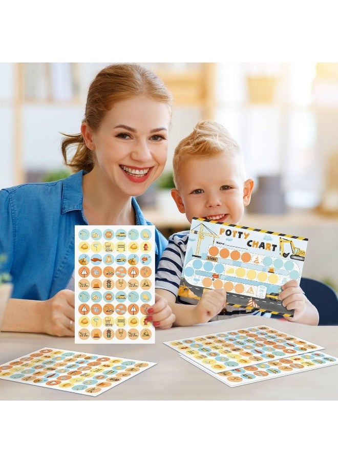WERNNSAI Potty Training Chart - Construction Toilet Training Reward Chart with 270 Potty Training Stickers Crown Sticker Chart for Girls Toddler Kids Potty Training for Ideal Gift Birthday