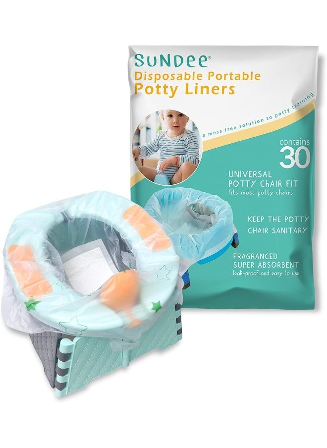 sundee Potty Chair Liners, Portable Disposable Potty Liner Bags for Universal Potty Training Toilet Seat, Toddler Outdoors Travel Baby Toilet Liners - 30 Pack