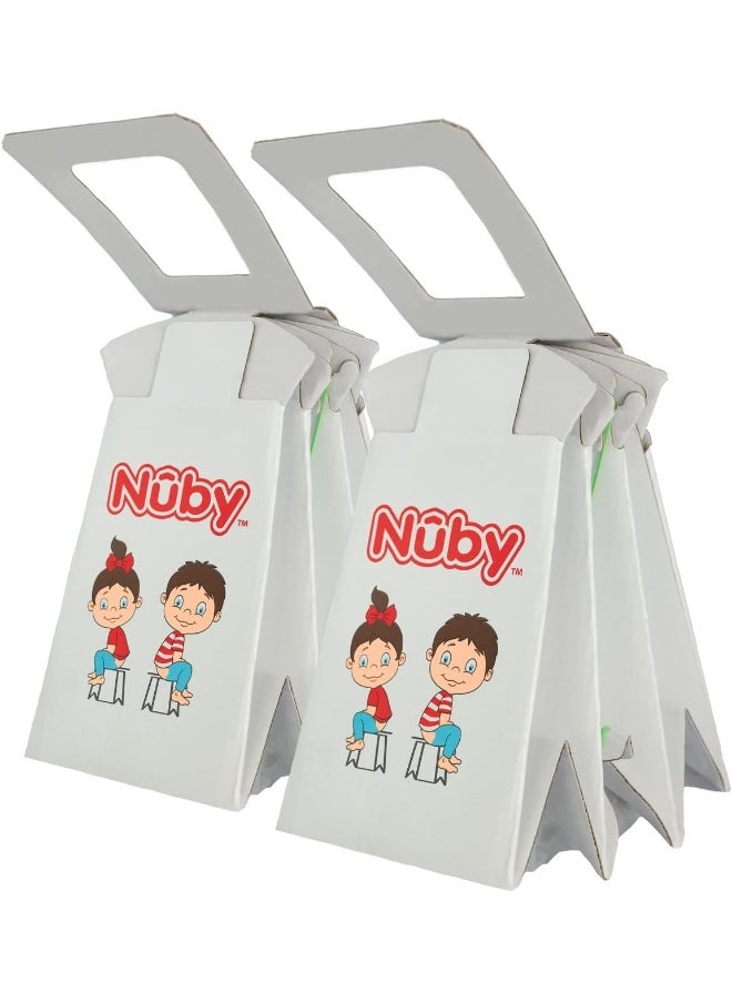 Nuby Disposable Travel Potty with Liner - Foldable and Portable Potty; Toddler Potty Essential for Camp, Trips, & Car Rides - Travel Potty for Toddler, 2 Pack