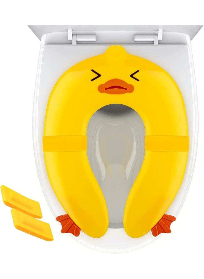 POKANIC Toilet Potty Training Seat Cover, Travel Toilet Seat, Folding Non Slip Silicone Pads, Travel Portable Reusable Kids Toddlers Boys Girls, Carry Bag