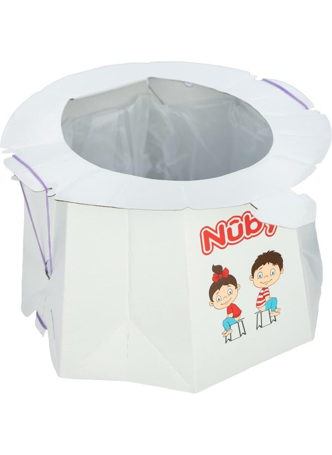 Nuby Disposable Travel Potty with Liner - Foldable and Portable Potty; Toddler Potty Essential for Camp, Trips, & Car Rides - Travel Potty for Toddler, 6 Pack