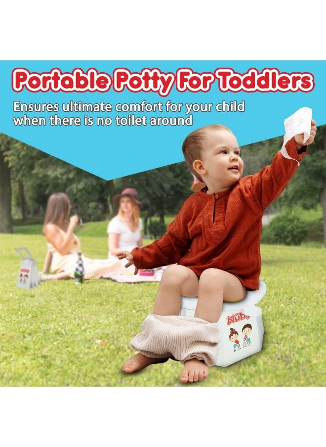 Nuby Disposable Travel Potty with Liner - Foldable and Portable Potty; Toddler Potty Essential for Camp, Trips, & Car Rides - Travel Potty for Toddler, 6 Pack