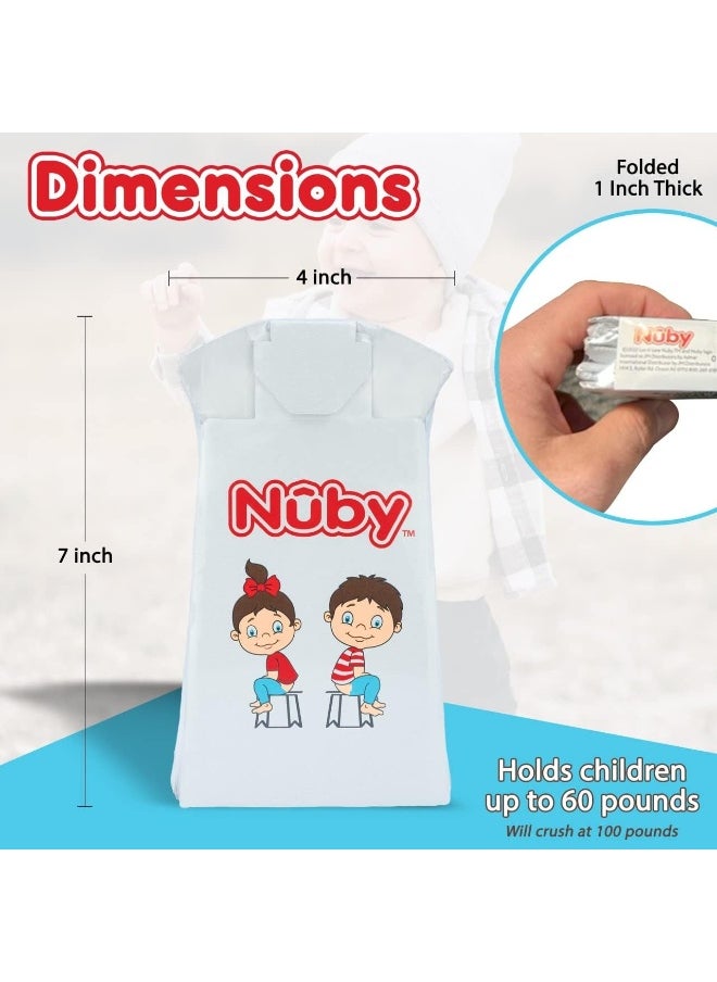 Nuby Disposable Travel Potty with Liner - Foldable and Portable Potty; Toddler Potty Essential for Camp, Trips, & Car Rides - Travel Potty for Toddler, 6 Pack