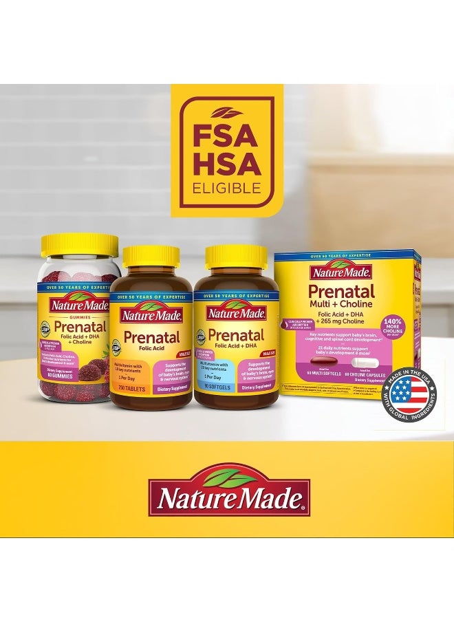 Prenatal Gummies With Dha And Folic Acid, Dietary Supplement For Daily Nutritional Support, 60 Gummies, 30 Day Supply