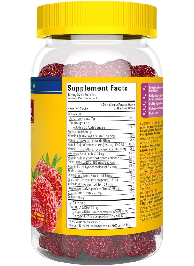 Prenatal Gummies With Dha And Folic Acid, Dietary Supplement For Daily Nutritional Support, 60 Gummies, 30 Day Supply