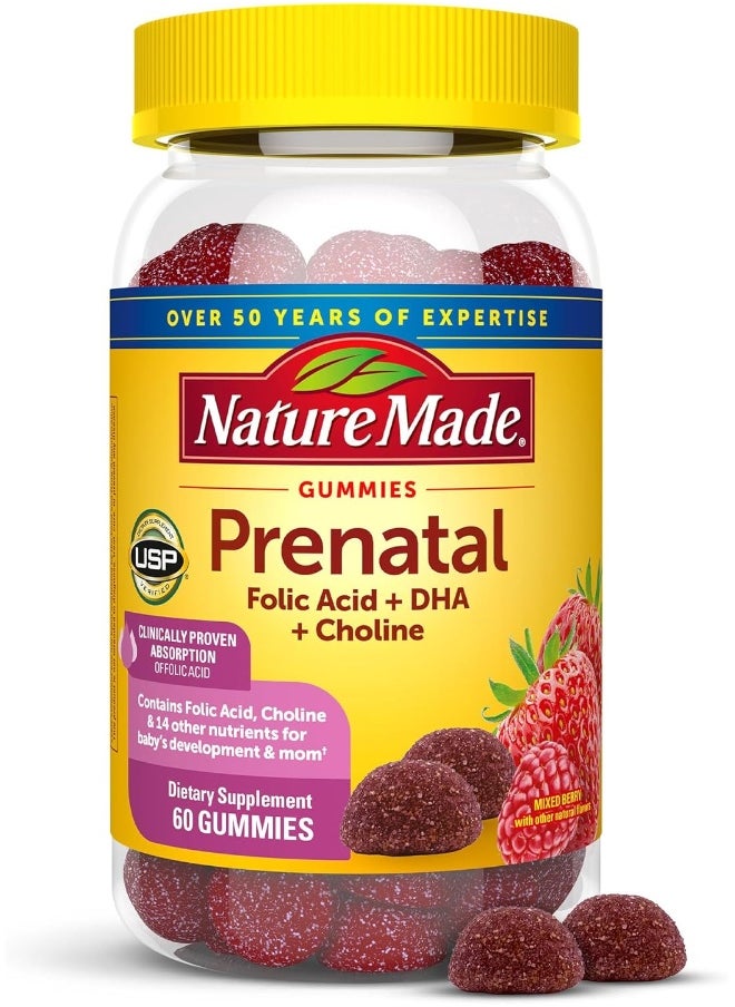 Prenatal Gummies With Dha And Folic Acid, Dietary Supplement For Daily Nutritional Support, 60 Gummies, 30 Day Supply