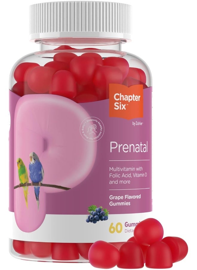 Zahler - Womens Prenatal Gummies - Grape Flavor - Prenatal Vitamins for Women with Folic Acid - Vegetarian & Kosher Pregnancy Vitamins - Womens Prenatal Multivitamin with A C D3 E B6 B12-60 Count