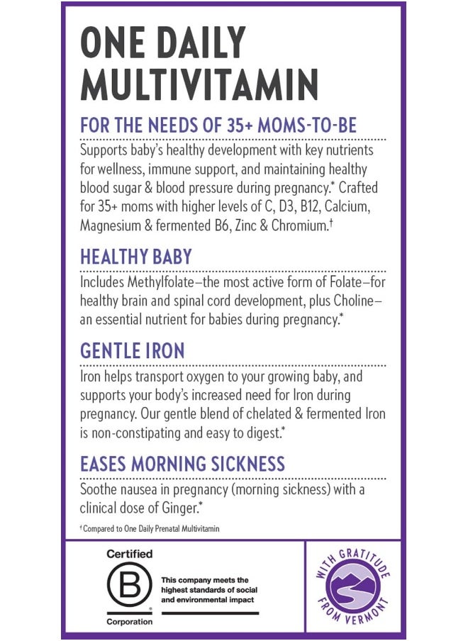 Prenatal Vitamins, One Daily Prenatal Multivitamin Age 35+ With Methylfolate + Choline For Healthy Mom & Baby - 90 Ct