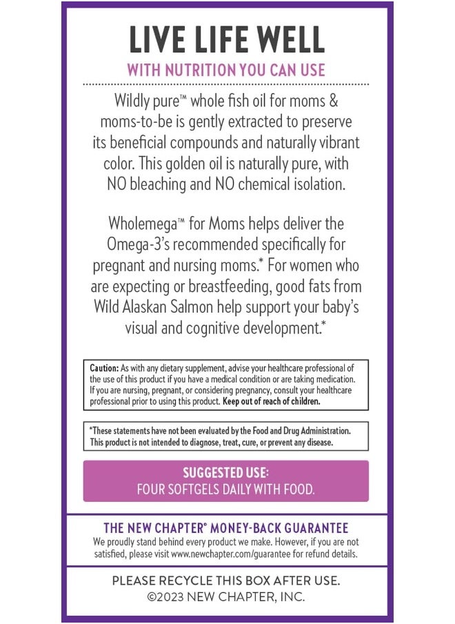 Prenatal Dha - Wholemega For Moms Fish Oil Supplement With Omega-3 + Vitamin D3 For Prenatal & Postnatal Support - 90 Ct Softgels 500Mg