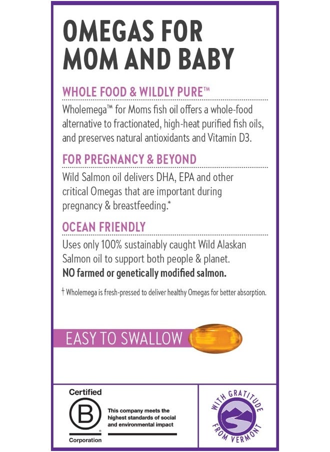 Prenatal Dha - Wholemega For Moms Fish Oil Supplement With Omega-3 + Vitamin D3 For Prenatal & Postnatal Support - 90 Ct Softgels 500Mg