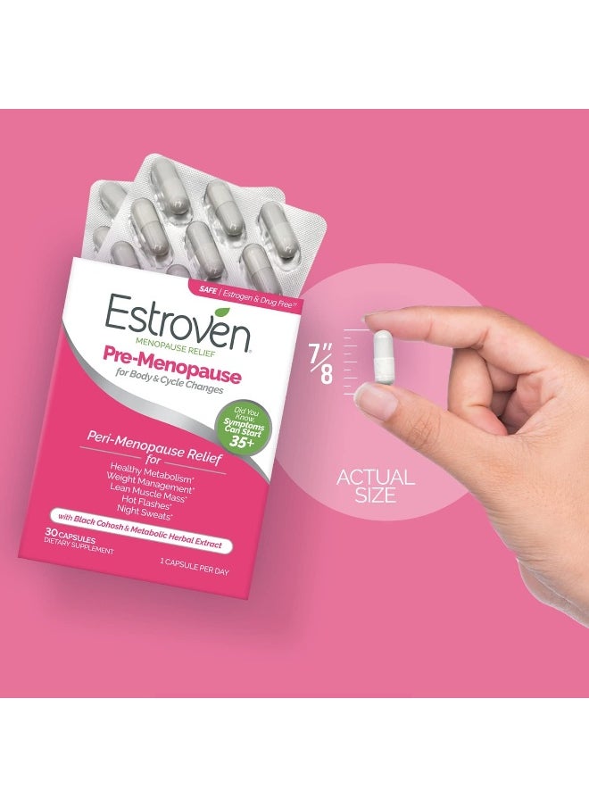 Pre-Menopause Relief, 30 Ct, Clinically Proven Ingredients, Provides Menopause Relief Plus Night Sweats & Hot Flash Relief, Drug-Free Or Estrogen Free