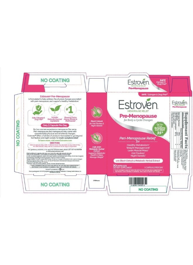 Pre-Menopause Relief, 30 Ct, Clinically Proven Ingredients, Provides Menopause Relief Plus Night Sweats & Hot Flash Relief, Drug-Free Or Estrogen Free