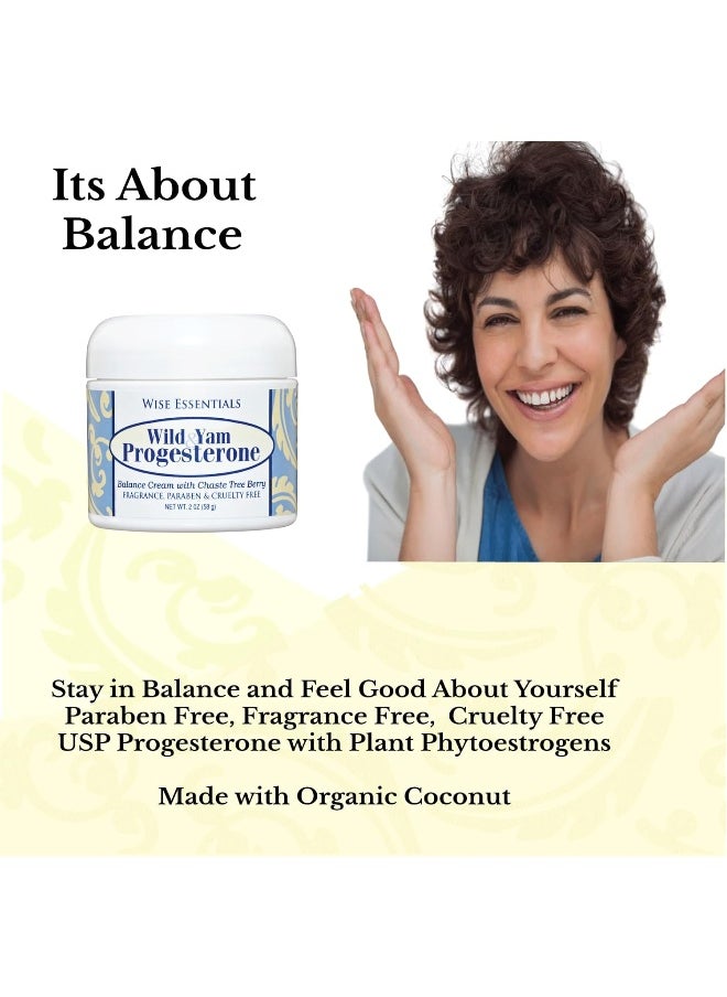 Progesterone Cream From Wild Yam For Menopause, Perimenopause - Bioidentical Balance Formula Plus Phytoestrogens Wild Yam Chaste Tree Berry Organic Coconut Paraben Free Fragrance Free 2 Creams In 1.