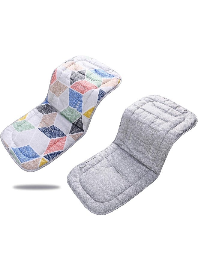 LAT LEE AND TOWN Stroller Seat Liner, 100% Cotton Stroller Cushion, Universal Breathable Soft Newborn Stroller pad, Toddler Seat Mat for Stroller, 34x78cm, 1 Pack (Geometry + Grey)