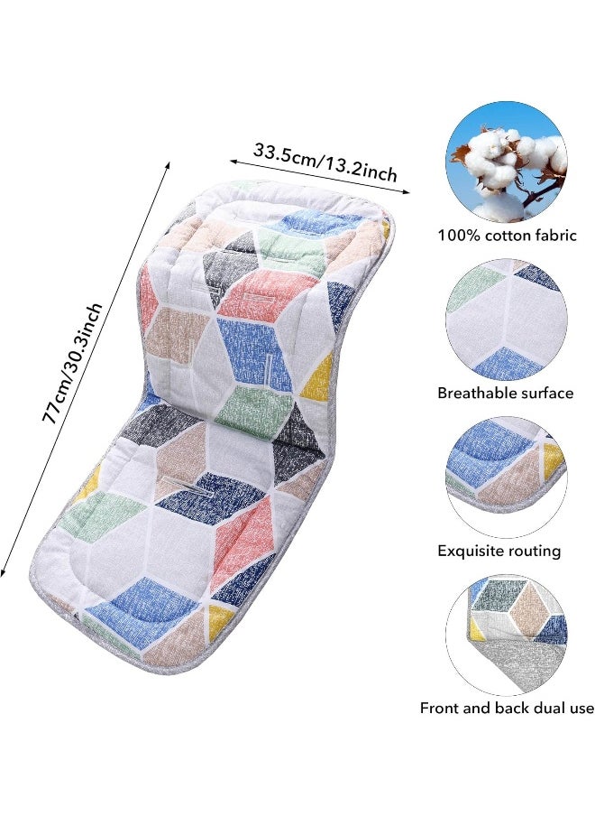 LAT LEE AND TOWN Stroller Seat Liner, 100% Cotton Stroller Cushion, Universal Breathable Soft Newborn Stroller pad, Toddler Seat Mat for Stroller, 34x78cm, 1 Pack (Geometry + Grey)