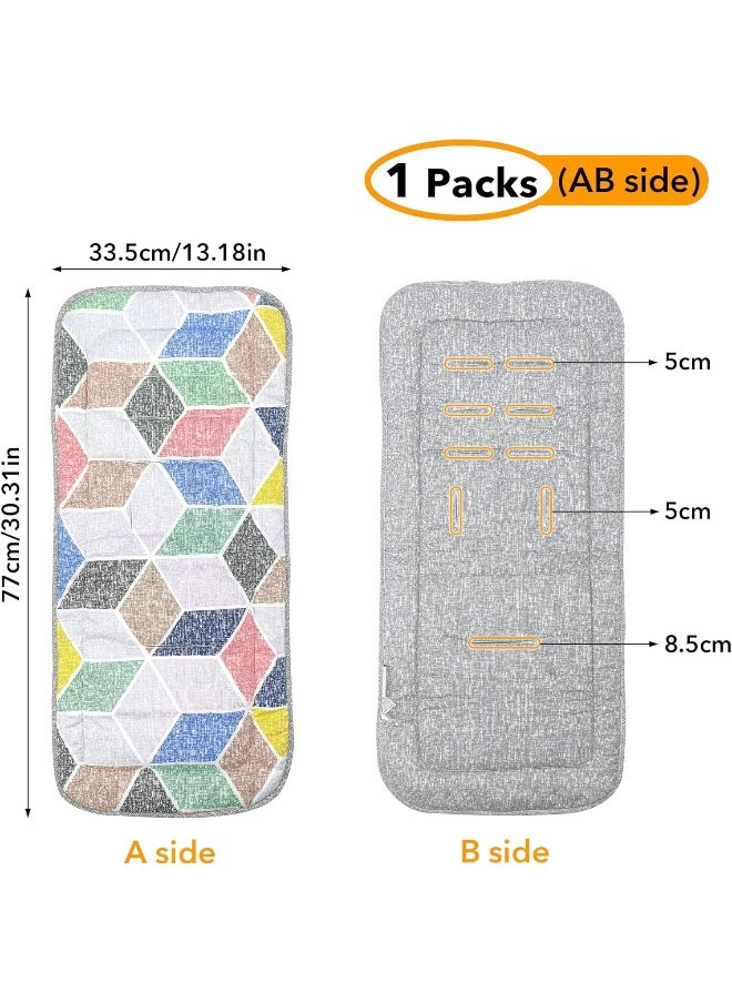 LAT LEE AND TOWN Stroller Seat Liner, 100% Cotton Stroller Cushion, Universal Breathable Soft Newborn Stroller pad, Toddler Seat Mat for Stroller, 34x78cm, 1 Pack (Geometry + Grey)