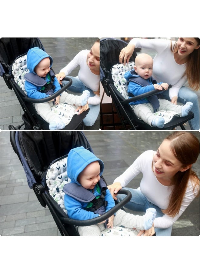 LAT LEE AND TOWN Stroller Seat Liner, 100% Cotton Stroller Cushion, Universal Breathable Soft Newborn Stroller pad, Toddler Seat Mat for Stroller, 34x78cm, 1 Pack (Geometry + Grey)