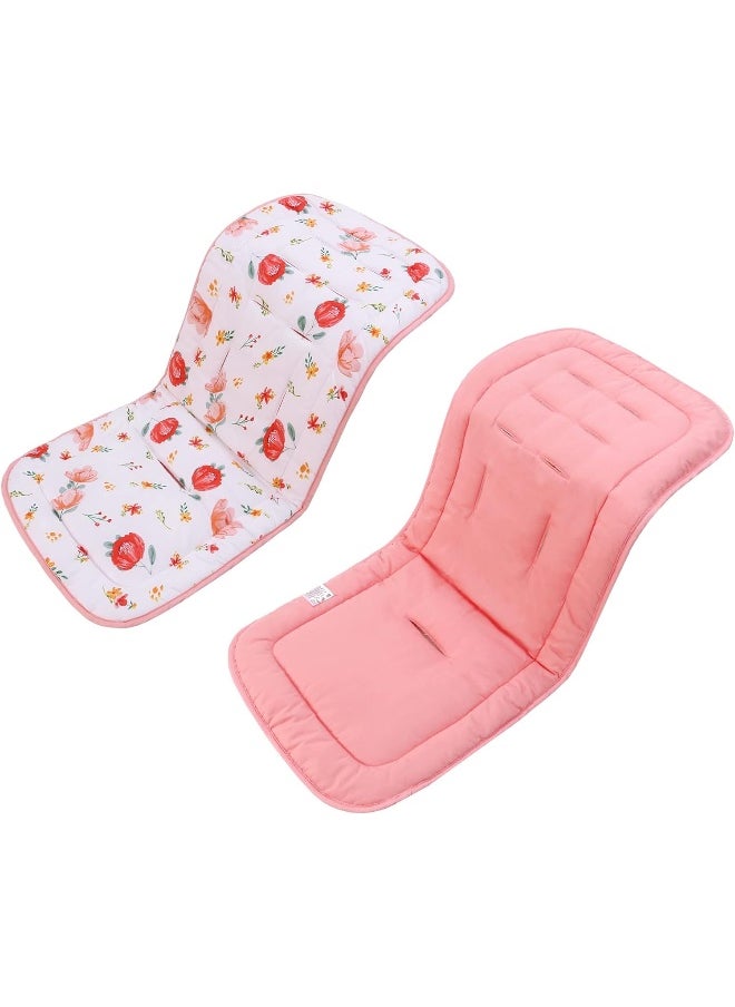 LAT LEE AND TOWN Baby Carriage Cushion, Universal Breathable Stroller Mat, Stroller Cushion for Strollers 100% Cotton, 34x78cm 1 Pack（Flowers+Pink）