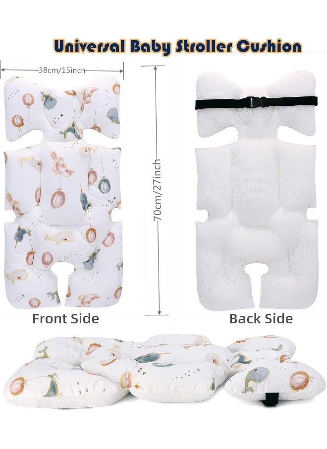 LAT LEE AND TOWN Baby Seat Pad Liner for Stroller–Soft Breathable，3D Air Mesh Cotton Universal Baby Stroller Cushion (Whale)