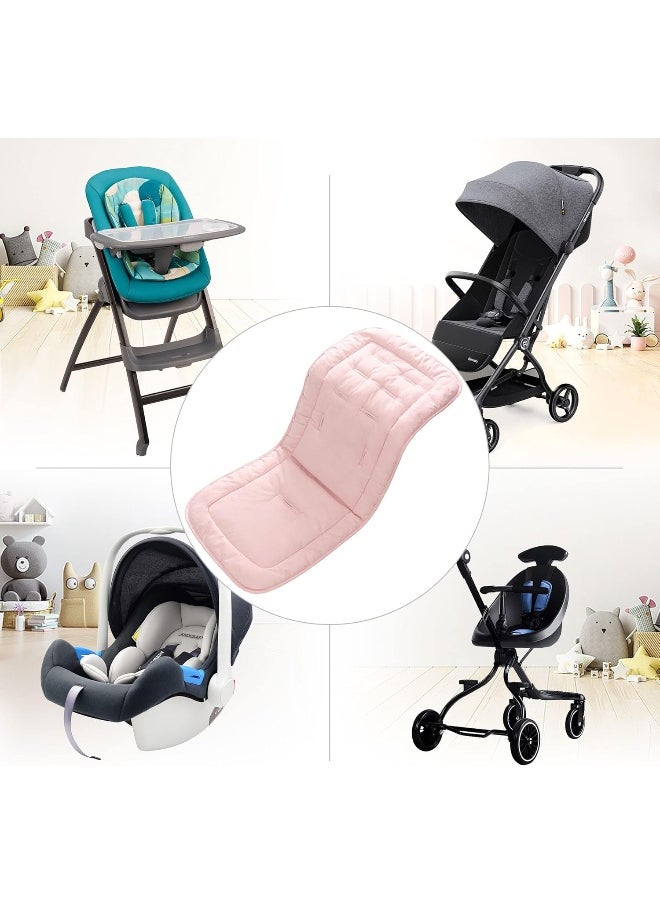 Baby Stroller Cushion, Infant Car Seat Insert-Universal Breathable Soft Newborn Stroller Mat-100% Cotton Cover Toddler Seat Pad Liner for Stroller, 34x78cm,1 Pack（Grey+Pink）