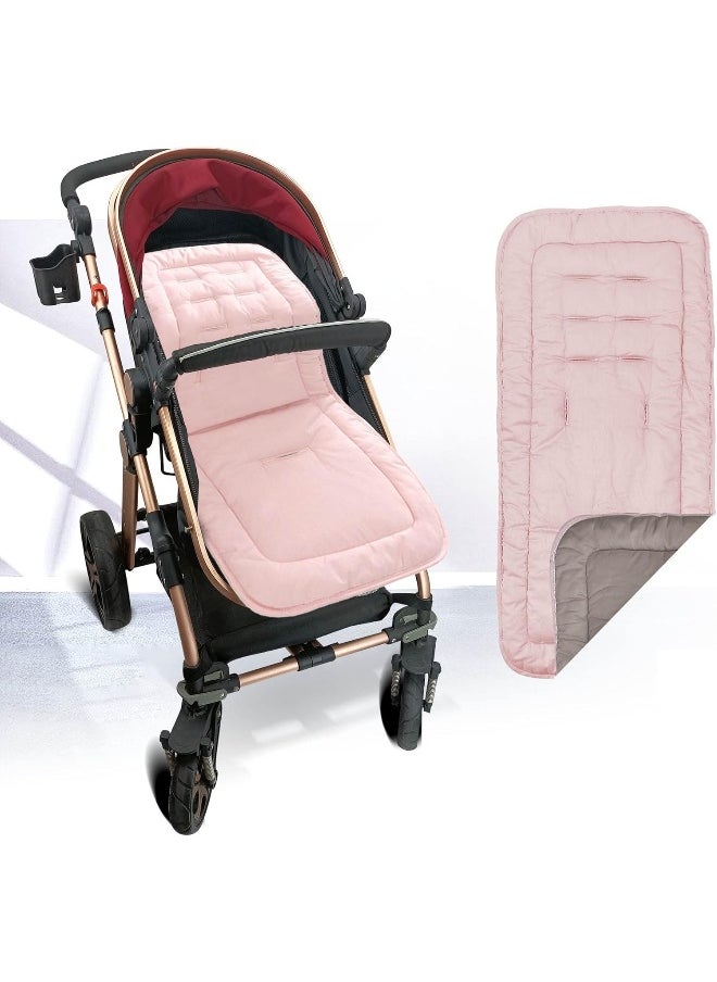 Baby Stroller Cushion, Infant Car Seat Insert-Universal Breathable Soft Newborn Stroller Mat-100% Cotton Cover Toddler Seat Pad Liner for Stroller, 34x78cm,1 Pack（Grey+Pink）
