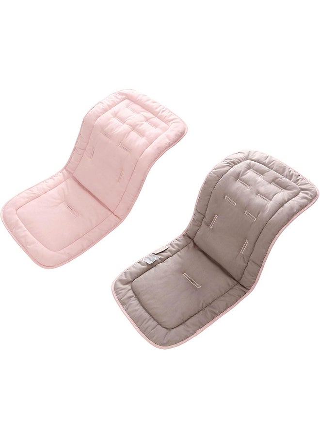 Baby Stroller Cushion, Infant Car Seat Insert-Universal Breathable Soft Newborn Stroller Mat-100% Cotton Cover Toddler Seat Pad Liner for Stroller, 34x78cm,1 Pack（Grey+Pink）