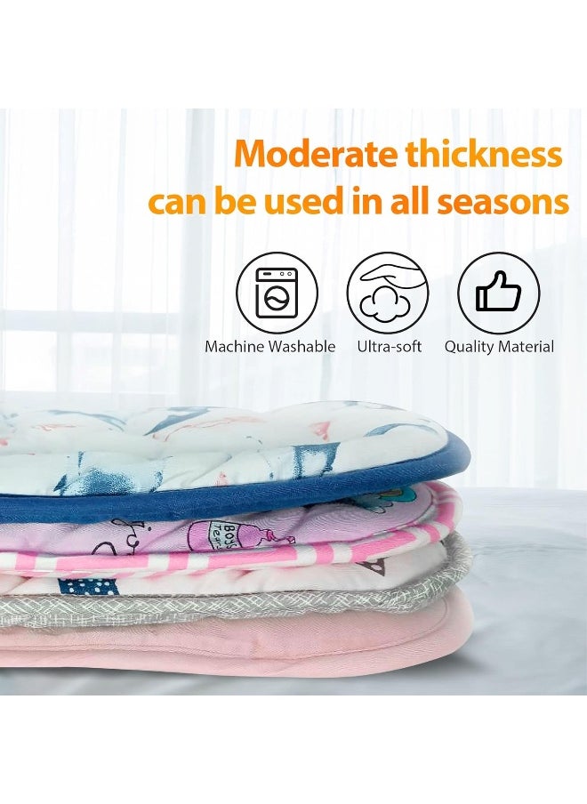 Baby Stroller Cushion, Infant Car Seat Insert-Universal Breathable Soft Newborn Stroller Mat-100% Cotton Cover Toddler Seat Pad Liner for Stroller, 34x78cm,1 Pack（Grey+Pink）