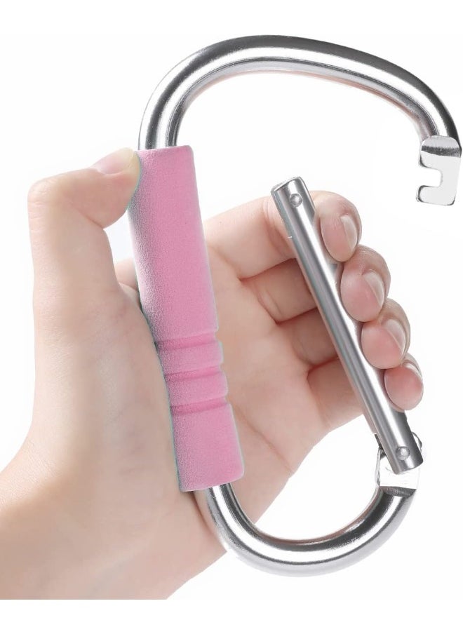Funbliss Stroller Hooks by Baby, 2 Pack Convenient Organizer Hook Bag Clips to Diaper Bags Silver Pink