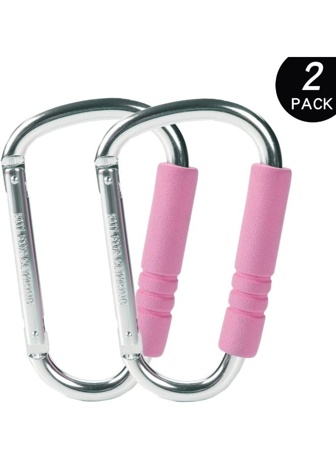 Funbliss Stroller Hooks by Baby, 2 Pack Convenient Organizer Hook Bag Clips to Diaper Bags Silver Pink
