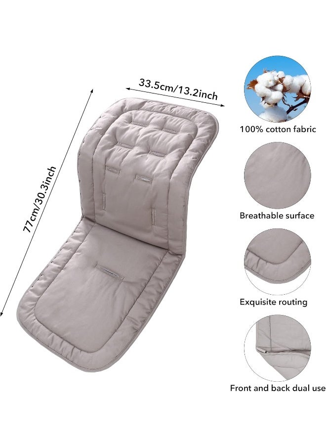 LAT LEE AND TOWN Baby Stroller Cushion, Infant Car Seat Insert-Reversible Universal Breathable Soft Newborn Stroller Mat, 100% Cotton cover toddler Seat Pad Liner-34x78cm, 1 Pack (Grey)