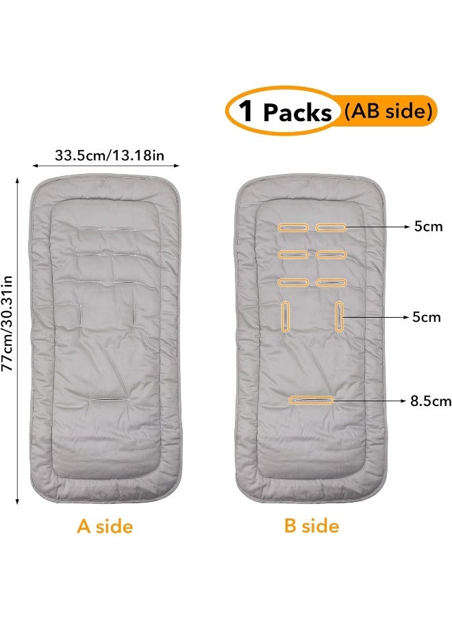 LAT LEE AND TOWN Baby Stroller Cushion, Infant Car Seat Insert-Reversible Universal Breathable Soft Newborn Stroller Mat, 100% Cotton cover toddler Seat Pad Liner-34x78cm, 1 Pack (Grey)
