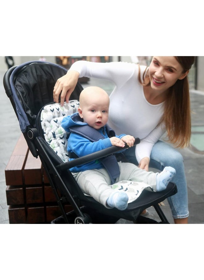 LAT LEE AND TOWN Baby Carriage Cushion, Universal Breathable Stroller Mat, Stroller Cushion for Strollers 100% Cotton, 34x78cm,1 Pack (Pink+Grey Cross)