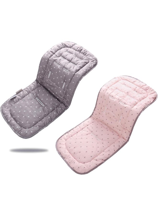 LAT LEE AND TOWN Baby Carriage Cushion, Universal Breathable Stroller Mat, Stroller Cushion for Strollers 100% Cotton, 34x78cm,1 Pack (Pink+Grey Cross)