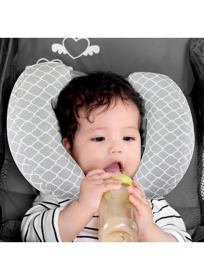 KAKIBLIN Baby Neck Pillow for Head, 2 in 1 Baby Travel Pillow, Banana Baby Head Pillow, Neck Pillow for Infants Small Boys and Girls, Neck Support for Stroller, White Cloud
