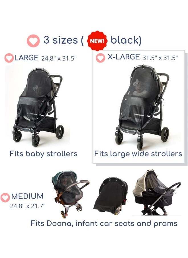 IntiMom Sun Shade for Strollers (XL Black)
