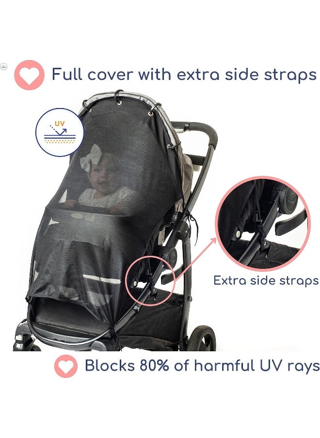 IntiMom Sun Shade for Strollers (XL Black)