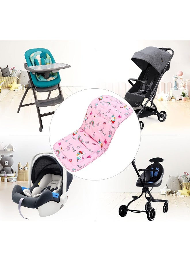 Baby Stroller Cushion, Infant Car Seat Insert-Universal Breathable Soft Newborn Stroller Mat-100% Cotton Cover Toddler Seat Pad Liner for Stroller, 34x78cm,1 Pack（Rainbow Unicorn）
