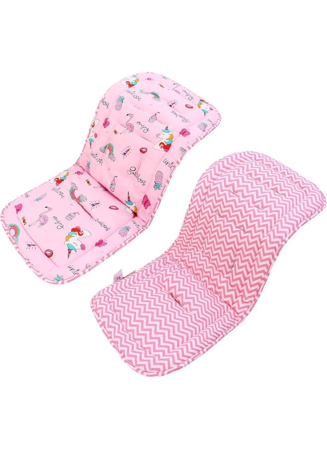 Baby Stroller Cushion, Infant Car Seat Insert-Universal Breathable Soft Newborn Stroller Mat-100% Cotton Cover Toddler Seat Pad Liner for Stroller, 34x78cm,1 Pack（Rainbow Unicorn）