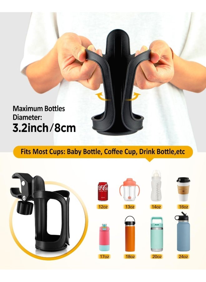 BUNDLEPRO Pack of 2 Stroller Cup Holders, Universal Drinks Holder for Bikes, Trolleys or Walkers