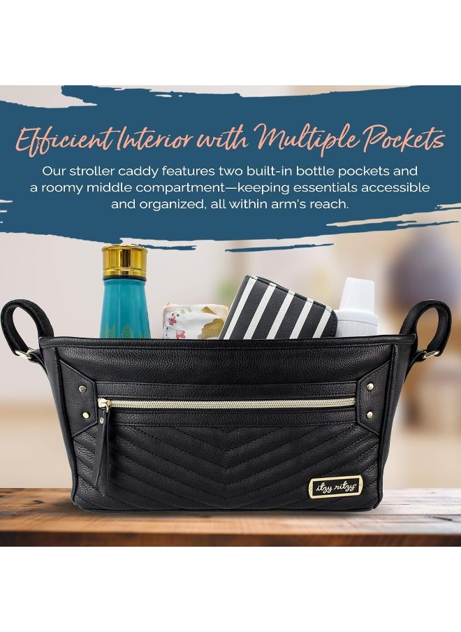 Itzy Ritzy Adjustable Stroller Caddy - Organizer Featuring Two Built-In Pockets, Front Zippered Pocket & Straps To Fit Nearly Any Stroller