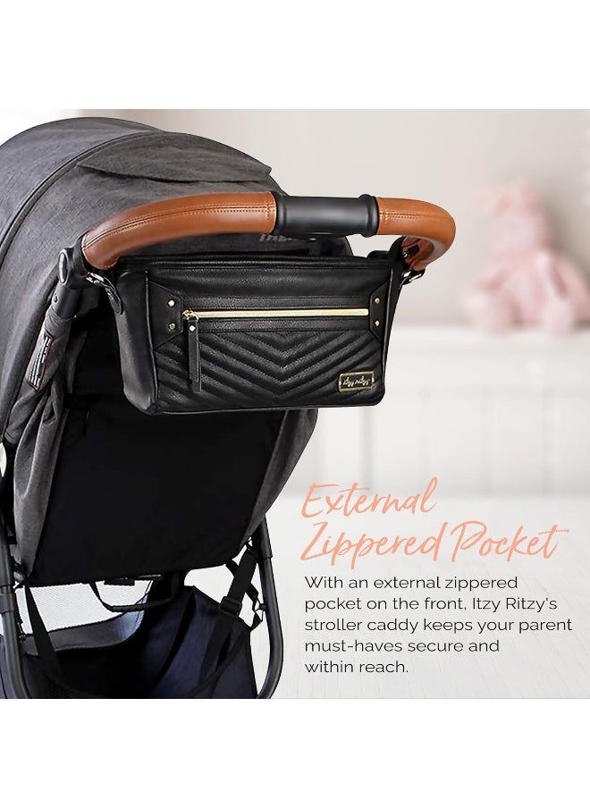 Itzy Ritzy Adjustable Stroller Caddy - Organizer Featuring Two Built-In Pockets, Front Zippered Pocket & Straps To Fit Nearly Any Stroller