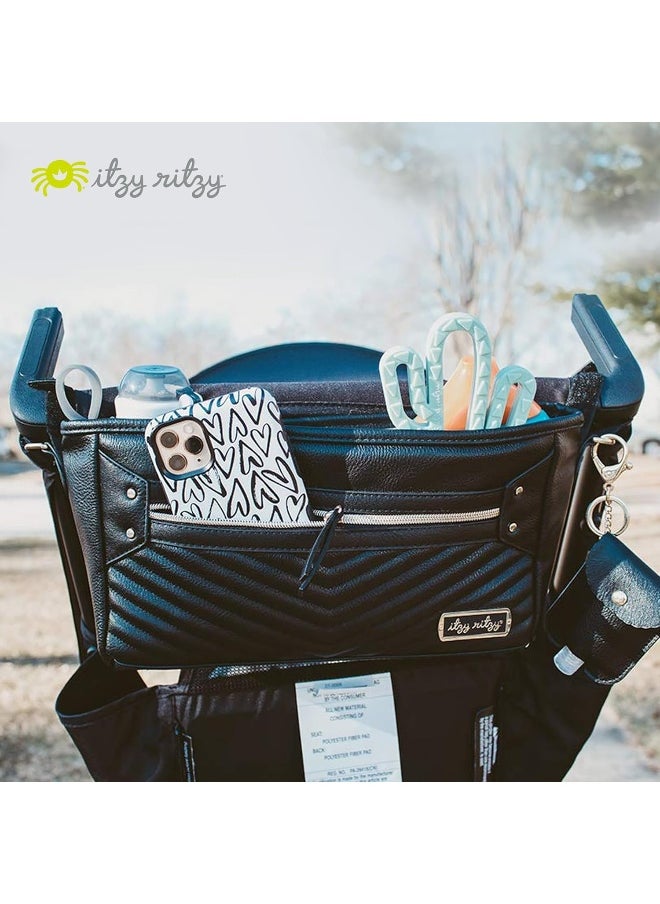 Itzy Ritzy Adjustable Stroller Caddy - Organizer Featuring Two Built-In Pockets, Front Zippered Pocket & Straps To Fit Nearly Any Stroller