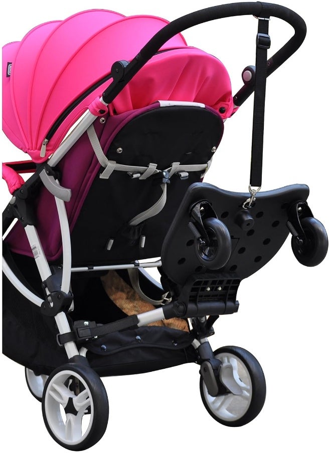 Englacha 2-in-1 Cozy X Rider, Black - Child Rider Stroller Attachment with Saddle Seat and Standing Platform - Universal Fit for Most Prams - Quick and Easy to Use - Designed for Safety