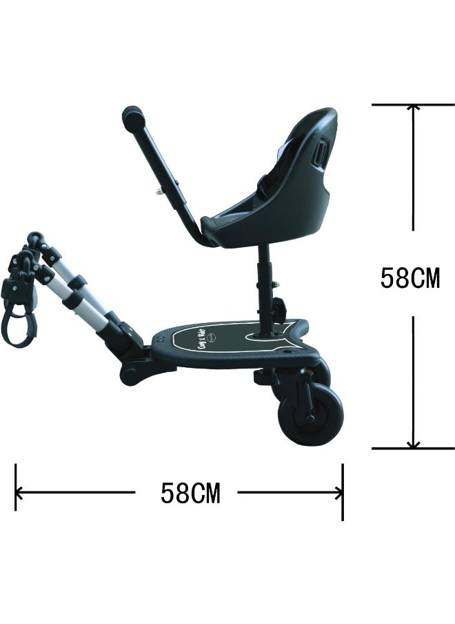 Englacha 2-in-1 Cozy X Rider, Black - Child Rider Stroller Attachment with Saddle Seat and Standing Platform - Universal Fit for Most Prams - Quick and Easy to Use - Designed for Safety