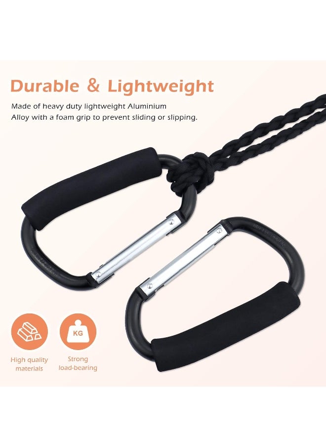 JIALEEY Grocery Bag Shopping Bag Holder Handle Carrier Tool Multi Purpose Snap Hook Stroller Hook Set Organizer Accessories with Soft Foam Grip for Hanging, Pack of 2, Black