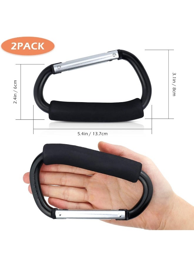 JIALEEY Grocery Bag Shopping Bag Holder Handle Carrier Tool Multi Purpose Snap Hook Stroller Hook Set Organizer Accessories with Soft Foam Grip for Hanging, Pack of 2, Black