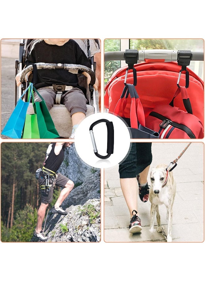 JIALEEY Grocery Bag Shopping Bag Holder Handle Carrier Tool Multi Purpose Snap Hook Stroller Hook Set Organizer Accessories with Soft Foam Grip for Hanging, Pack of 2, Black