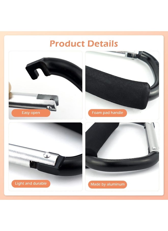 JIALEEY Grocery Bag Shopping Bag Holder Handle Carrier Tool Multi Purpose Snap Hook Stroller Hook Set Organizer Accessories with Soft Foam Grip for Hanging, Pack of 2, Black