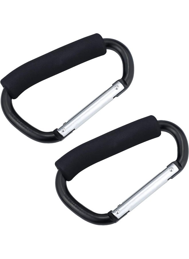 JIALEEY Grocery Bag Shopping Bag Holder Handle Carrier Tool Multi Purpose Snap Hook Stroller Hook Set Organizer Accessories with Soft Foam Grip for Hanging, Pack of 2, Black